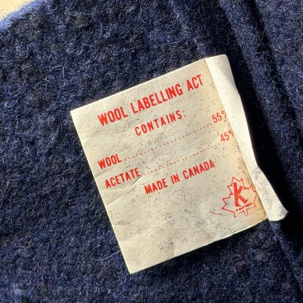 Kaufman Wool Blend Boot Liners Kids Size 9 Navy Blue Red Trim Made in Canada